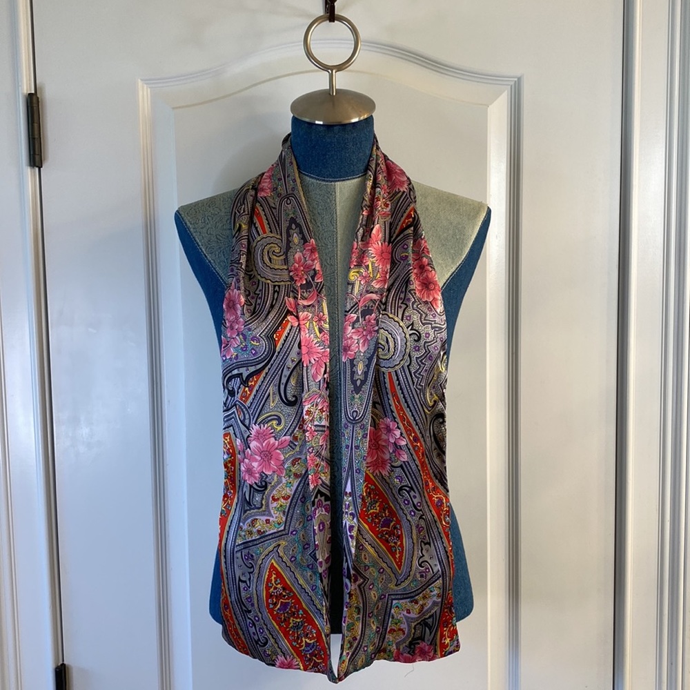 Silky floral paisley scarf 56 X 6.5 inches